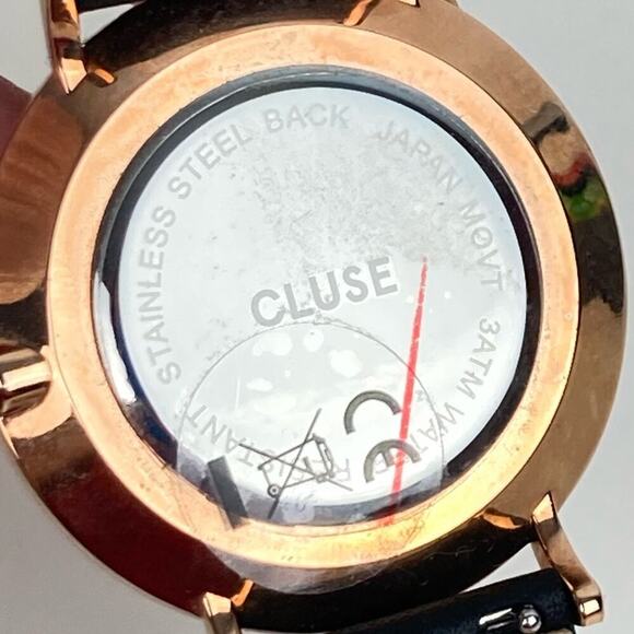 CLUSE Black Leather Rose Gold Plated Steel White Dial Watch - Picture 10 of 15